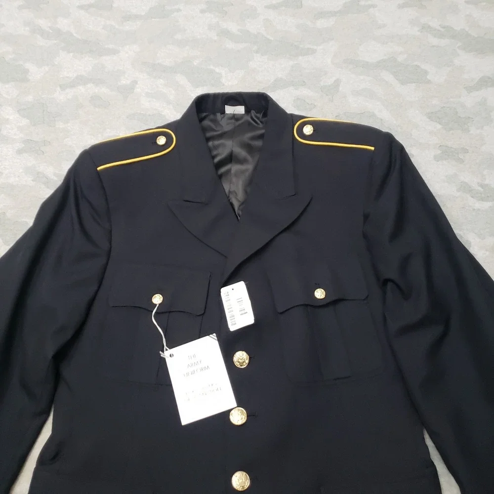 De Rossi & Son Army Coat Men 42L Blue Wool Blend Military Uniform NWT
